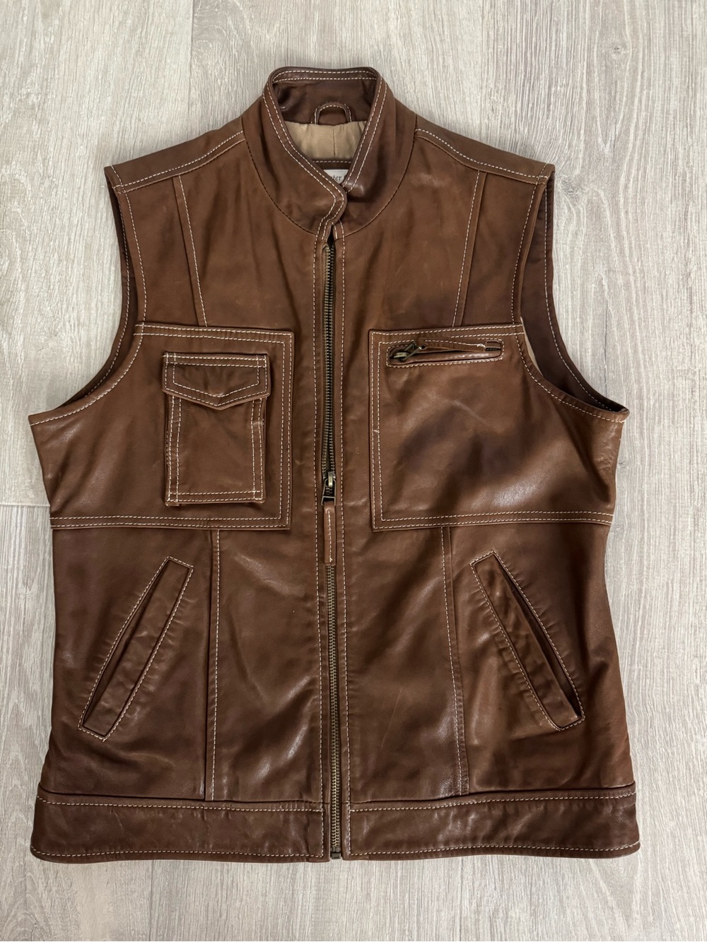 Coldwater Creek Leather Vest - Classic Zip Front